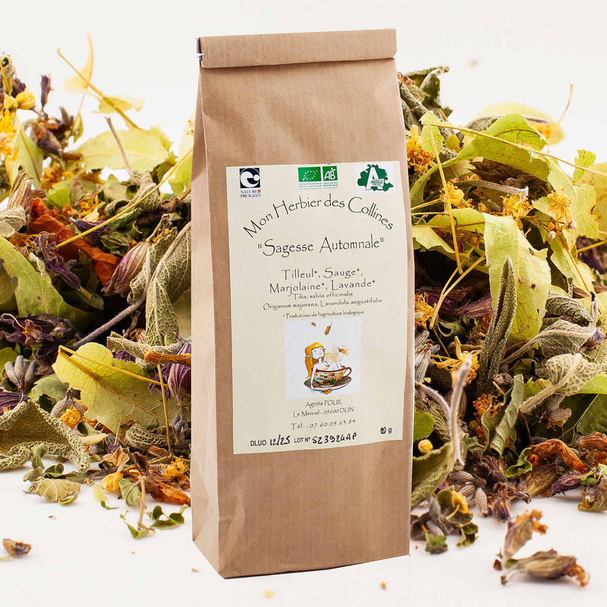 infusion Sagesse Automnale : tilleul-sauge-marjolaine-lavande