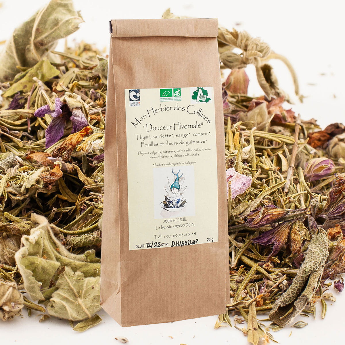 Infusion Douceur Hivernale : thym-sarriette-sauge-romarin-guimauve