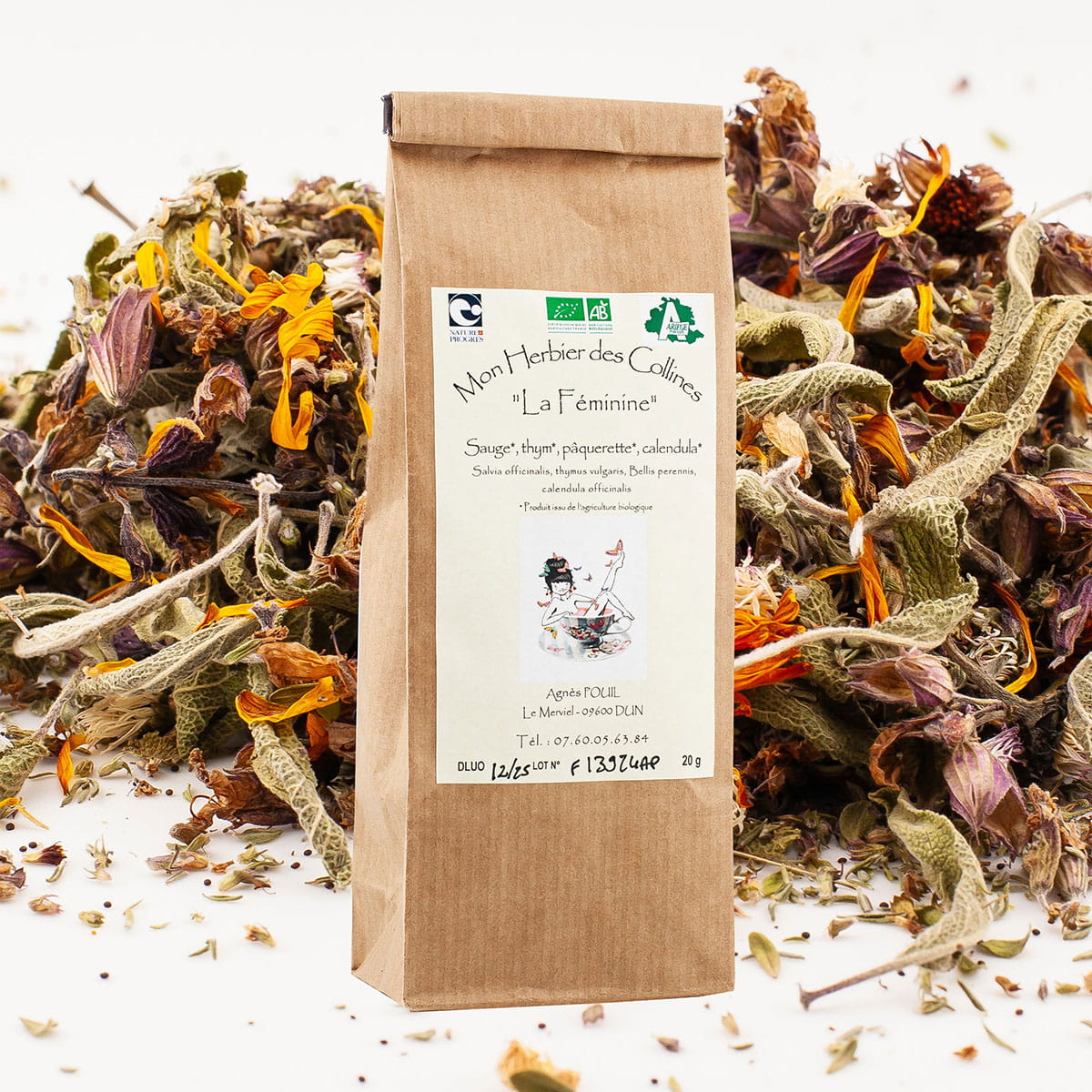 Infusion La Féminine : sauge-thym-paquerette-calendula