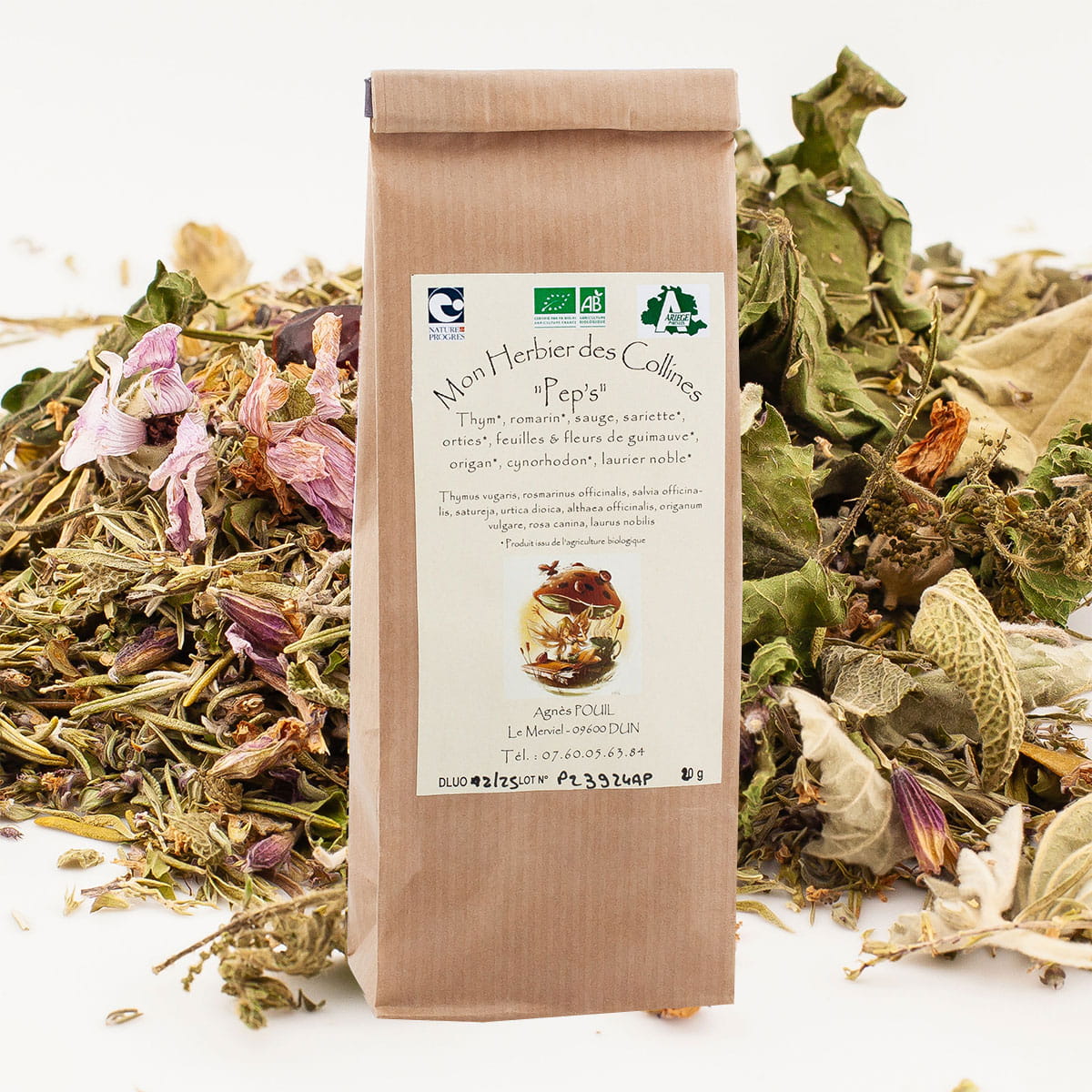 Infusion Peps : thym-romarin-sauge-sariette-ortie-guimauve-origan-cynorhodon-laurier